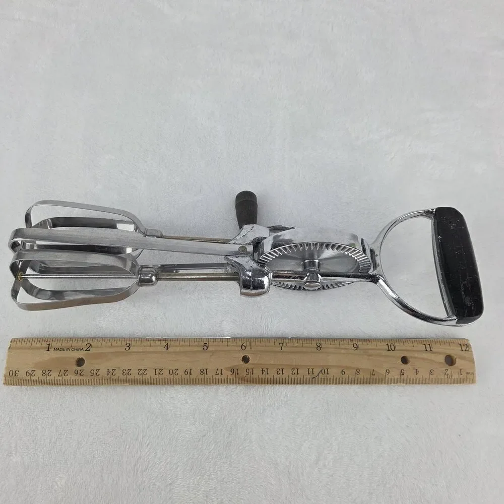 Vintage EKCO Flint Hand Crank Egg Beater Stainless Steel Manual Mixer MCM